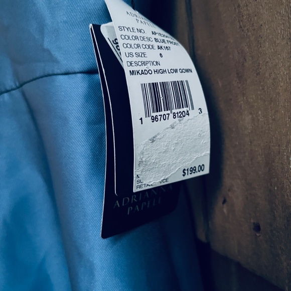 Adrianna Papell 6 Womens Mikado High Low Gown Blue Frost Special Occasion Dress - Picture 12 of 13